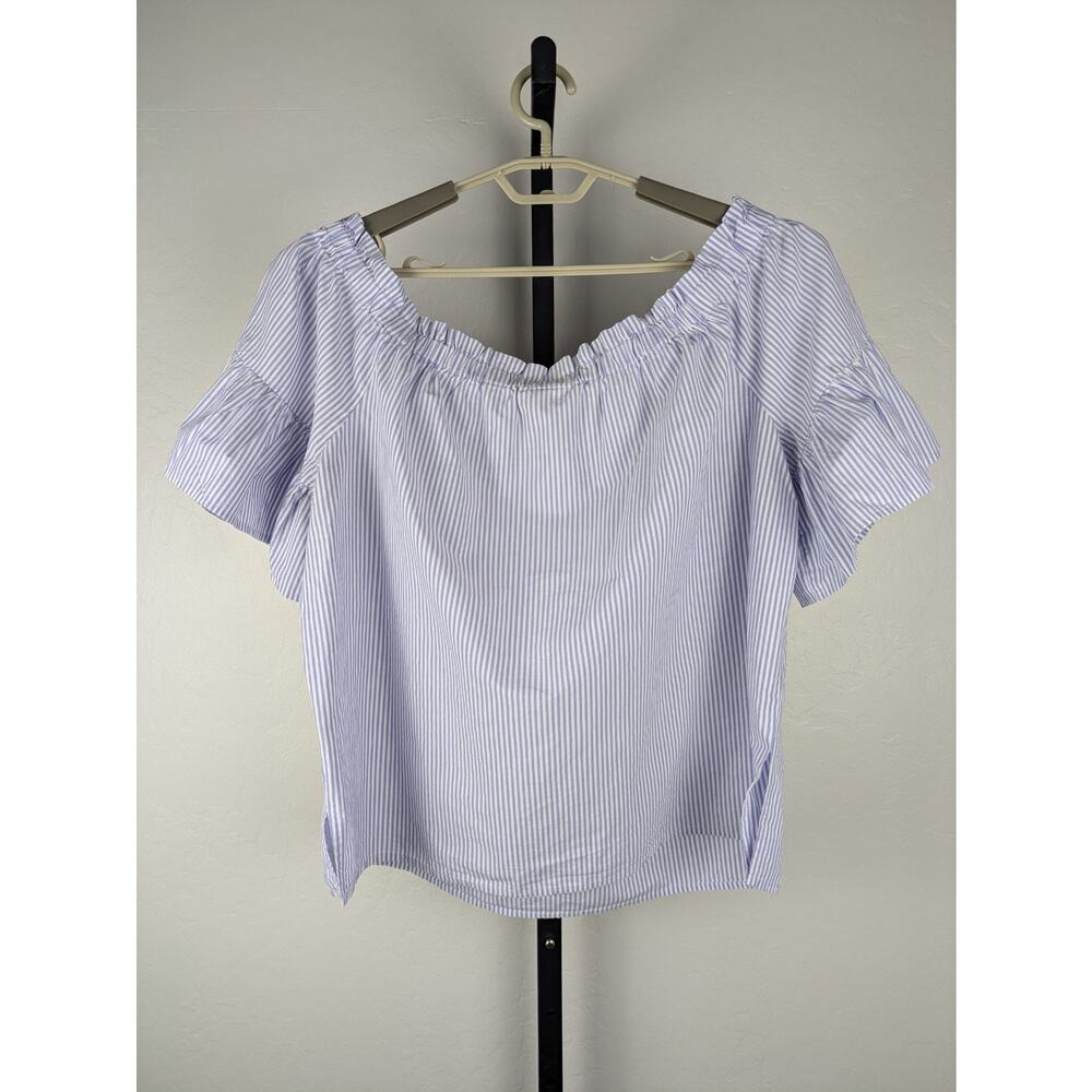 Kate Spade Broome Street Blue and White Stripe Off The Shoulder Top - Picture 3 of 8